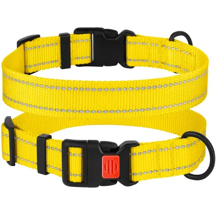 Нашийник для Собак BronzeDog Active Нейлоновий зі Світловідбиттям та Пластиковою Пряжкою Жовтий S