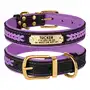 Нашийник для Собак Шкіряний BronzeDog Premium з Литою Латунною Фурнітурою та Адресником Чорно-Фіолетовий L
