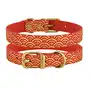 Нашийник для собак шкіряний Classic одинарний з золотим тисненням Море Червоний L