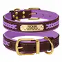 Нашийник для Собак Шкіряний BronzeDog Premium з Литою Латунною Фурнітурою та Адресником Коричнево-Фіолетовий L